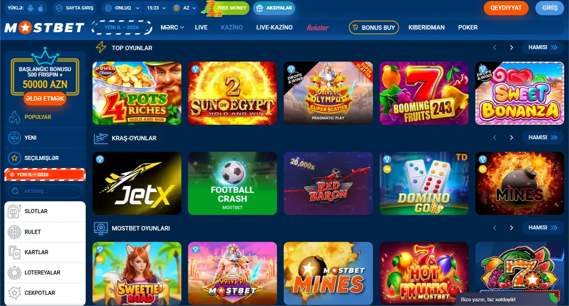 Slotlar və provayderlər üzərindən oyun seçimi